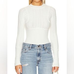 Free People Revolve Keep Me Warm Bodysuit Sweater Coconut Milk White Large